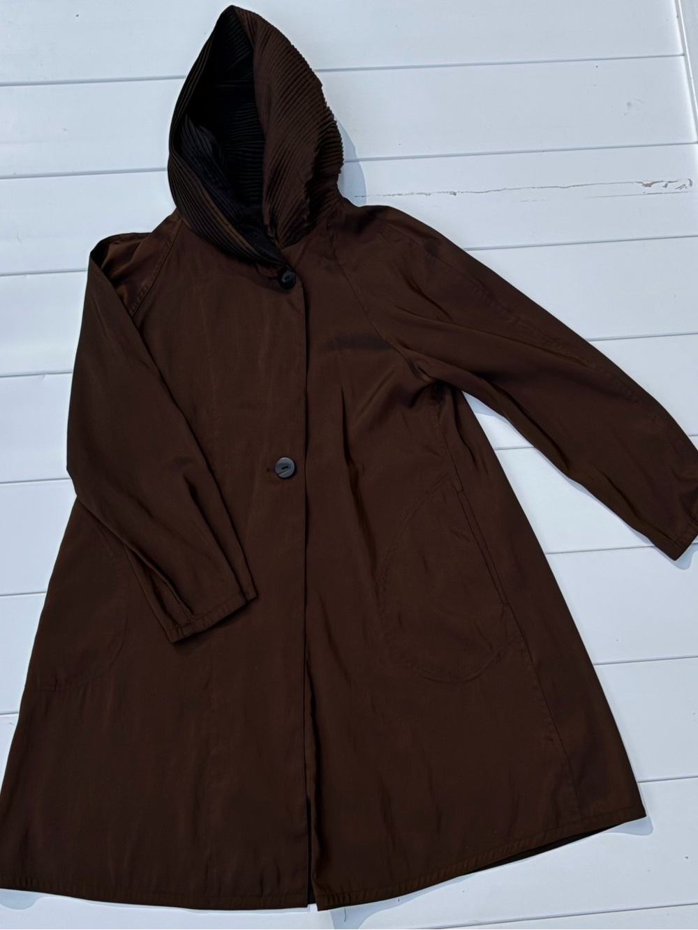 Vintage Mycra Pac Now Brown Hooded Raincoat Jacket Women’s M Made USA